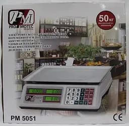 Ваги торговельні електронні з лічильником ціни на 50 кг. PM 5051 Promotec із акумулятором 6 вт - мініатюра 5