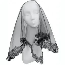 Фата Готическая с серебристым кружевом