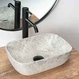 Умивальник Rea Camelia light stone накладний REA-U0362, Сірий - мініатюра 2