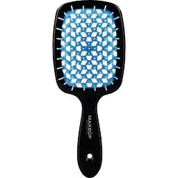 Щітка для волосся Janeke Small Superbrush, 17,5x7x3 см, чорна з синім