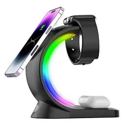 Бездротова док-станція 3-в-1 T17 MagSafe RGB чорний - мініатюра 2
