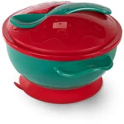 Мисочка BABOO 9-034 від 6 місяців з основою-присоскою, кришкою та ложенчою Червона (5057778090349)