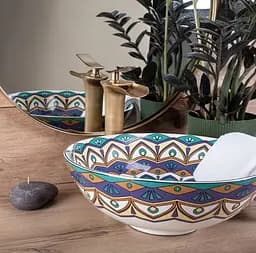 Умивальник Rea Aztec 40x40 blue (REA-U7501), Глянцева - мініатюра 2
