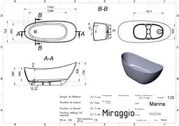 Ванна Miraggio MARINA (0002005) Miramarble | Глянцева | Окремостояча | Біла - мініатюра 2