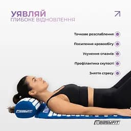 Масажний килимок Easyfit із подушкою (аплікатор Кузнєцова) Синій із білим (EF-2709-BLW) - мініатюра 2
