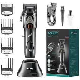 Професійна машинка для стрижки з підставкою VGR V-653 тример для чоловіків чорна 5 Вт