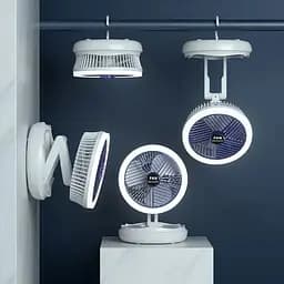 Настільний складний вентилятор Folding Fan 2in1 with Night Light White - мініатюра 3
