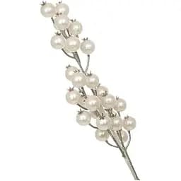 Ветка декоративная 55 см Искусственные материалы для декора и флористики с жемчугом Белый