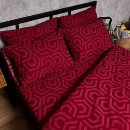 Комплект постільної білизни Moon&Star Бязь Gold Люкс Burgundy Charm Євро 200х220 наволочки 2х50х70 - мініатюра 5