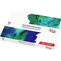 Набір акварельних фарб Rosa Studio картонний пенал 16 кольорів х 2,5 мл кювета 340204