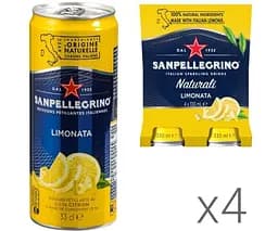 San Pellegrino Limonata, Упаковка 4 шт. х 0,33 л, Напій газований соковмісний Лимон Сан Плігріно, ж/б