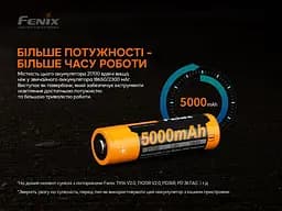 Акумулятор 21700 Fenix ARB-L21-5000 V2.0 3.6V (Чорно-жовтий) - мініатюра 4