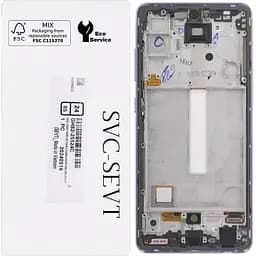 Дисплей Samsung A525 Galaxy A52 /A526 /A528 чорний, Amoled, оригінал, сервісне пакування, з рамкою фіолетового кольору, Awesome Violet, GH82-25754C