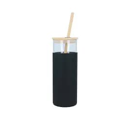 Скляна пляшка OldBro Tumbler з бамбуковою трубочкою Black 550 мл - мініатюра 2