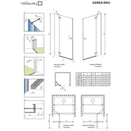 Душові двері Radaway Garda DWJ 100х195 ліві, прозоре скло, чорний (10710100-54-01L) - мініатюра 7