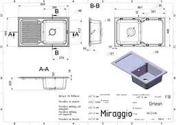 Кухонна мийка Miraggio ORLEAN jasmine (0000035) Граніт, Врізна, Жасмин - мініатюра 2