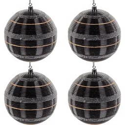 Набір ялинкових прикрас Elen Dekor 10 см 4 шт. чорний з золотим (822-012)