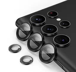 Захисне скло на камеру DK для Samsung Galaxy S23 Ultra S918 Metal Ring Eagle Eye 015718 black - мініатюра 4