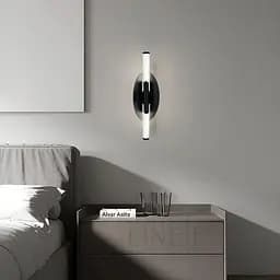 Видовжене подвійне світлодіодне бра Line F з рельєфним розсіювачем 40 см чорне Арт. WB38/400 BK