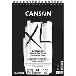 Альбом для эскизов на спирали Canson XL Dessin Black А4 (21х29.7см) 150г/м2 40л черный цвет