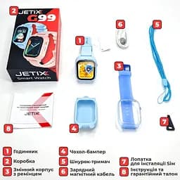 Дитячий смарт-годинник JETIX G99 зі змінним корпусом, GPS, 4G Відеодзвінком і вологозахистом (Blue) - мініатюра 9