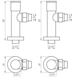 Набір Кран вентильний кутовий з американкою Solomon Lux 1/2″ 7777 (2шт.) Black 000020284 - мініатюра 6