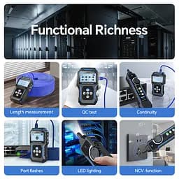 Кабельний тестер Noyafa NF-8209 pro Мережний тестер кабелю, трасошукач, PoE тестер, вимірювання довжини кабелю (19405) - мініатюра 12