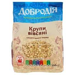 Крупы Добродія овсяные плющенные, 500 г (917437)