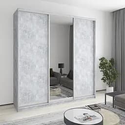 Шафа-купе тридверна MebelStar Комбо AL 2ДСП/Дзеркало 230x45x240 см Бетон (MBS-2147)