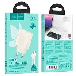 Адаптер мережевий HOCO Type-C to Type-C cable Biscuit single port charger N44 |Type-C, QC/PD, 30W/3A| - мініатюра 2