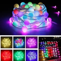 Гірлянда кольорова RGB світлодіодна LED нитка матові кульки USB з пультом ДУ 10 метрів - мініатюра 3