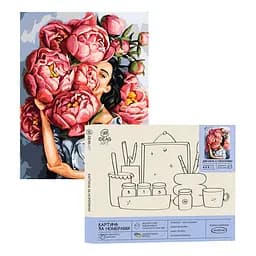 Набір для розпису по номерах "Дівчина з півоніями" 40*50 см, IDEA2-GX47188, ТМ "99IDEAS"