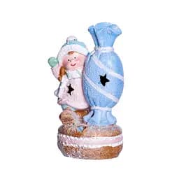 Новорічна декоративна фігурка Дитина з цукеркою Yiwu CR-6-12 з порцеляни з підсвічуванням 12 × 9 × 20.5 см 