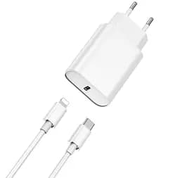 Сетевое зарядное устройство Wiwu Wi-U001 Type C 20 PD charger set with EU Plug Type C to Lightning Белый