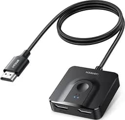 Спліттер UGREEN 2в1 HDMI Switcher 4K@60Hz CM311 з кабелем HDMI 1 м (70607)