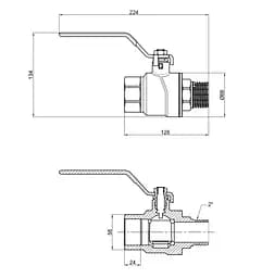 Кран кульовий Thermo Alliance Forte 2" ВЗ прямий, PN40, важіль SF605W50 - мініатюра 4