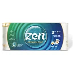 Туалетная бумага Zen Premium Care Ocean SPA 3 слоя 8 рулонов (5944582100077)