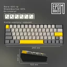 Клавіатура Epomaker EP64 Mulan Black механічна бездротова (EP64-B-M) - мініатюра 12