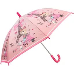 Дитяча парасолька-палиця повний автомат Три слона 80 см рожева
