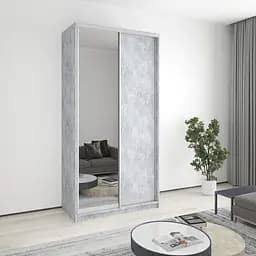 Шафа-купе дводверна MebelStar Стандарт AL ДСП/Дзеркало 120x45x240 см Бетон (MBS-3701)