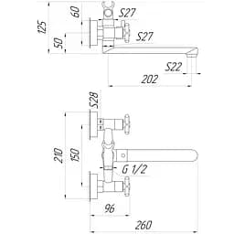 Змішувач для ванни Globus Lux DUKAT SD4-102N - мініатюра 4