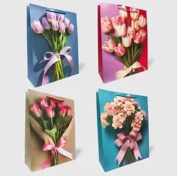 Подарунковий пакет картон Flowers 200 г 26 × 32 × 10 см В асортименті, 6 шт. в уп.