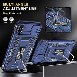 Ударостійкий чохол Camshield Army Ring для Apple iPhone X / XS (5.8) Синій / Navy - мініатюра 2