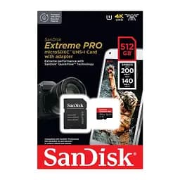 Карта пам'яті SanDisk 512 GB microSDXC UHS-I U3 Extreme Pro+SD Adapter (SDSQXCD-512G-GN6MA) - мініатюра 4