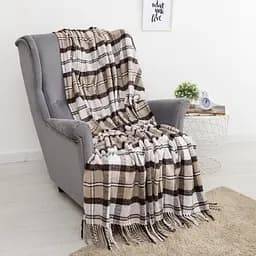 Плед вовняний Vladi Палермо 140x200 біло-бежево-коричневий