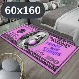 Стильний та зносостійкий килим для дому "100 доларів рожевий Money Never Sleeps" 60х160 KT8000411