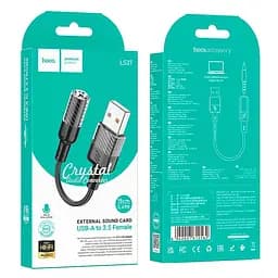 Перехідник Hoco Spirit transparent external Sound Card USB to 3.5 мм LS37 15cm DAC - мініатюра 3