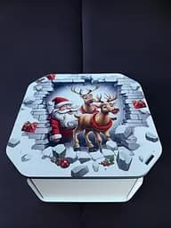 Новорічна коробка Подарункова коробка квадратна (ХДФ) 19x19x10 см. №17 - мініатюра 7