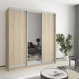 Шкаф-купе трехдверный MebelStar Стандарт AL 2ДСП/Зеркало 190x60x210 см Дуб сонома (MBS-2921)