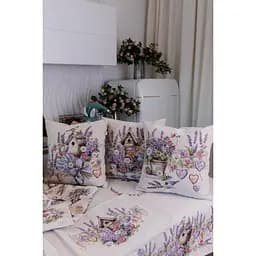 Подушка гобеленова Прованс Лавандовий садочок Пташка біля шпаківні 45х45 см (44312) - мініатюра 7
